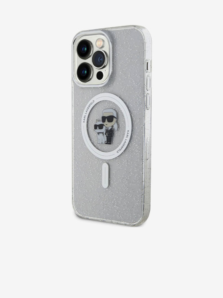 Karl Lagerfeld Karl Lagerfeld IML Glitzer Karl and Choupette MagSafe Rückseite Hülle für iPhone 15 Pro Max Transparent
