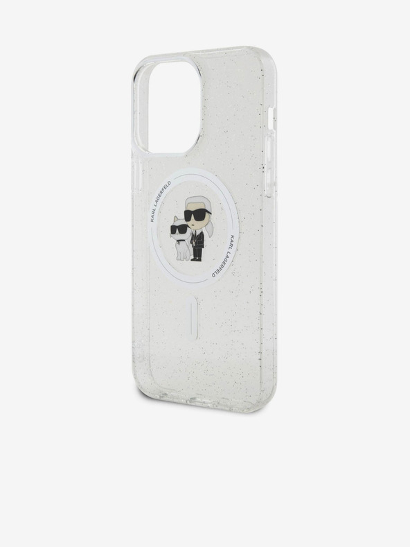 Karl Lagerfeld Karl Lagerfeld IML Glitzer Karl and Choupette MagSafe Rückseite Hülle für iPhone 15 Pro Max Transparent
