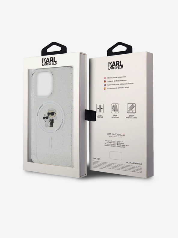 Karl Lagerfeld Karl Lagerfeld IML Glitzer Karl and Choupette MagSafe Rückseite Hülle für iPhone 15 Pro Max Transparent