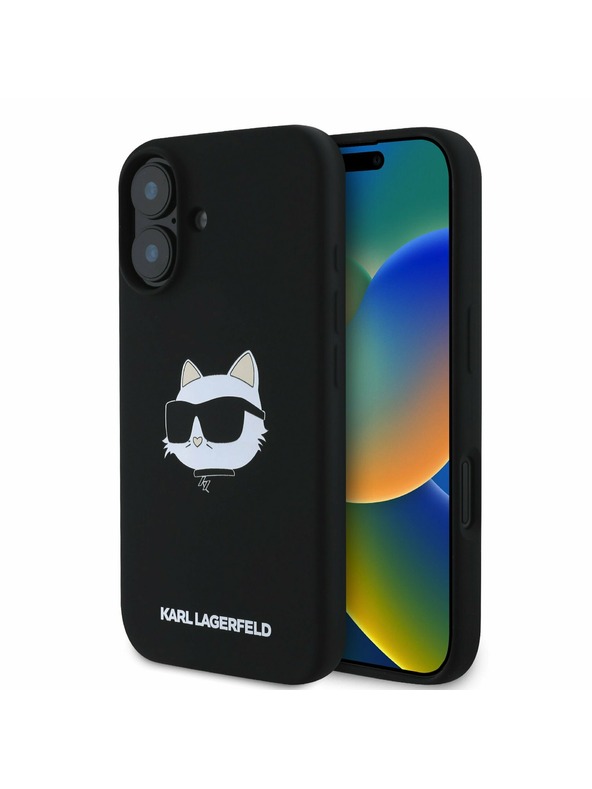 Karl Lagerfeld Karl Lagerfeld Flüssigsilikon Choupette Kopf MagSafe Rückseite Hülle für iPhone 16 Black