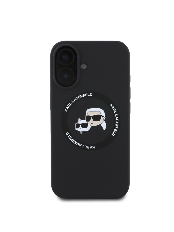 Karl Lagerfeld Karl Lagerfeld Flüssigsilikon K&CH Köpfe MagSafe Rückseite Hülle für iPhone 16 Black
