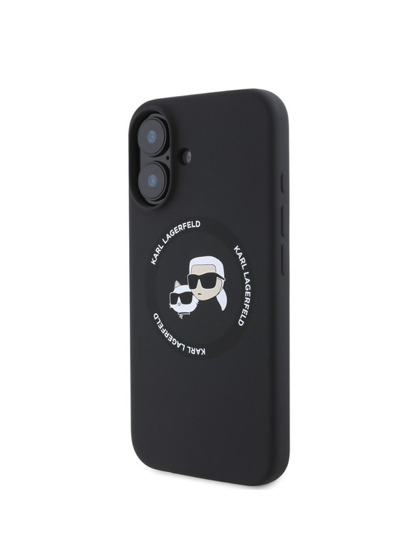 Karl Lagerfeld Karl Lagerfeld Flüssigsilikon K&CH Köpfe MagSafe Rückseite Hülle für iPhone 16 Black