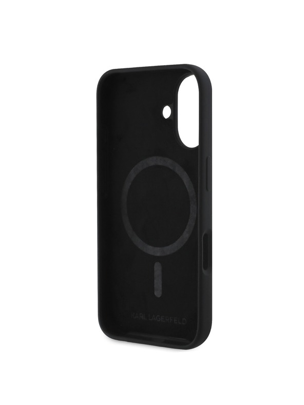 Karl Lagerfeld Karl Lagerfeld Flüssigsilikon K&CH Köpfe MagSafe Rückseite Hülle für iPhone 16 Black