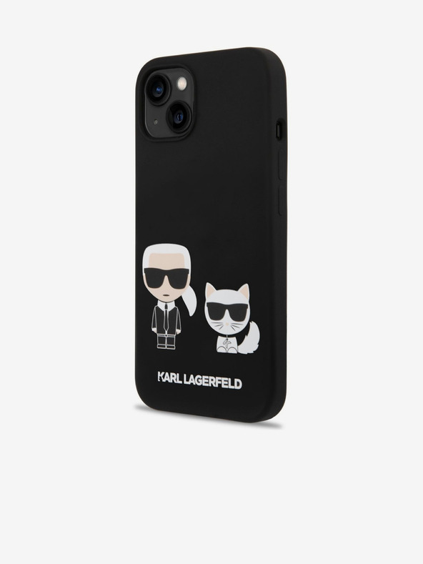 Karl Lagerfeld Karl Lagerfeld MagSafe Kompatible Hülle Flüssigsilikon Karl and Choupette für iPhone 14 Plus Black