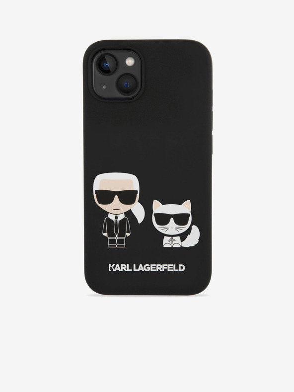 Karl Lagerfeld Karl Lagerfeld MagSafe Kompatible Hülle Flüssigsilikon Karl and Choupette für iPhone 14 Plus Black