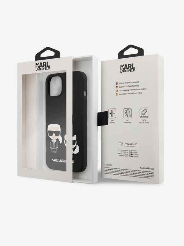 Karl Lagerfeld Karl Lagerfeld MagSafe Kompatible Hülle Flüssigsilikon Karl and Choupette für iPhone 14 Plus Black