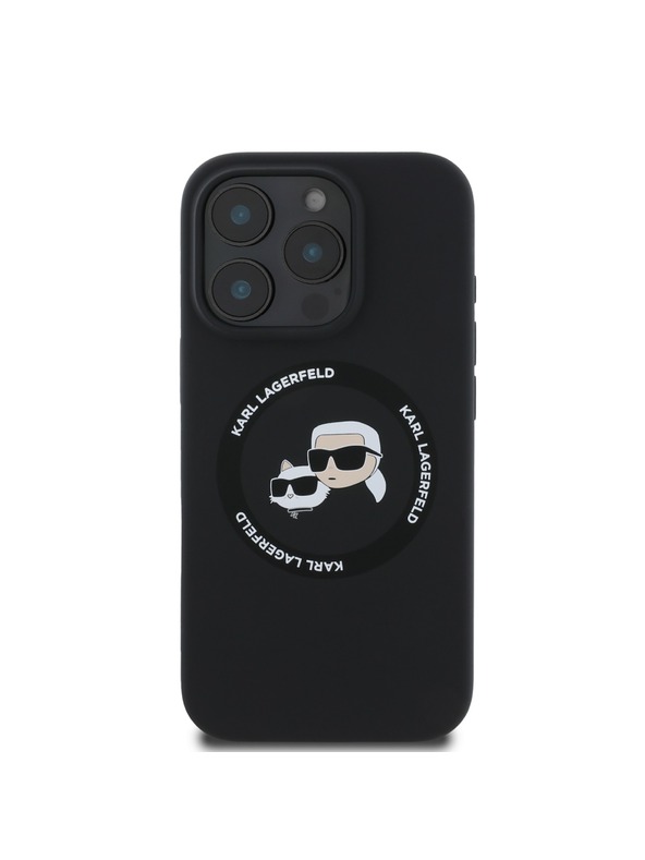 Karl Lagerfeld Karl Lagerfeld Flüssigsilikon K&CH Köpfe MagSafe Rückseite Hülle für iPhone 16 Pro Max Black