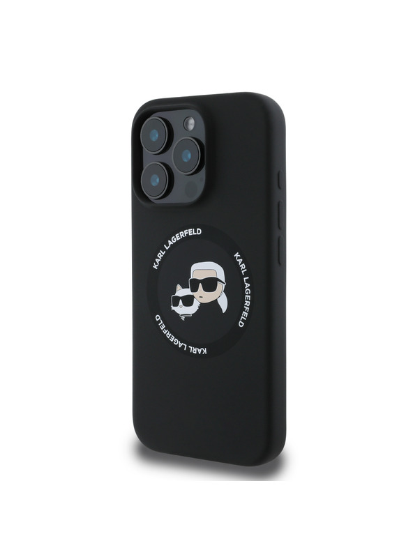 Karl Lagerfeld Karl Lagerfeld Flüssigsilikon K&CH Köpfe MagSafe Rückseite Hülle für iPhone 16 Pro Max Black