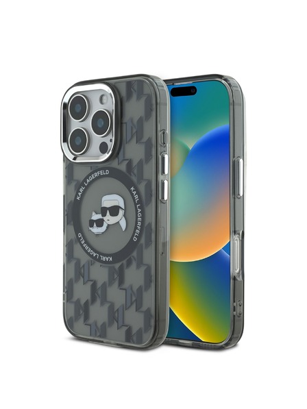 Karl Lagerfeld Karl Lagerfeld IML Monogramm K&CH Köpfe MagSafe Rückseite Hülle für iPhone 16 Pro Max Black