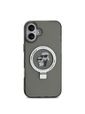 Karl Lagerfeld Karl Lagerfeld Ringständer Karl and Choupette MagSafe Rückseite Hülle für iPhone 16 Plus Black
