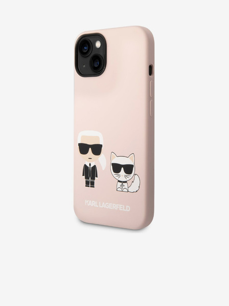 Karl Lagerfeld Karl Lagerfeld MagSafe Kompatible Hülle Flüssigsilikon Karl and Choupette für iPhone 14 Plus Pink
