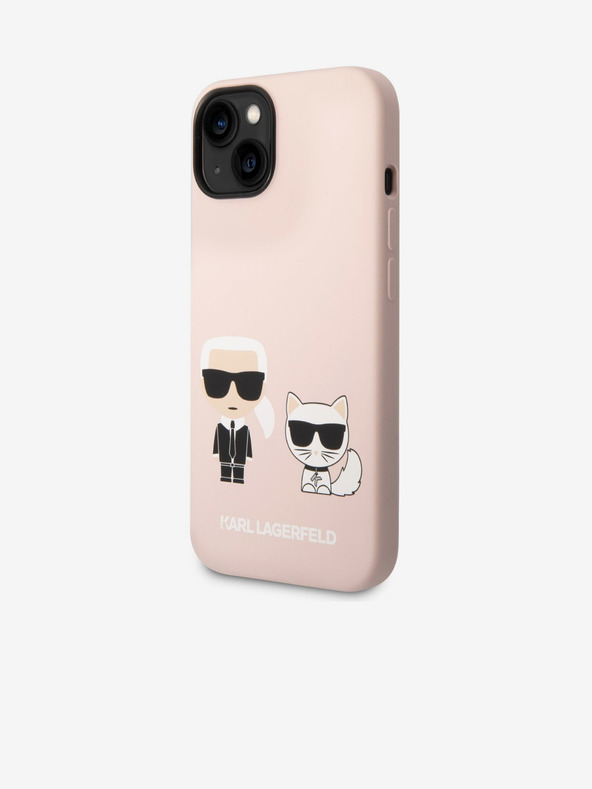 Karl Lagerfeld Karl Lagerfeld MagSafe Kompatible Hülle Flüssigsilikon Karl and Choupette für iPhone 14 Plus Pink