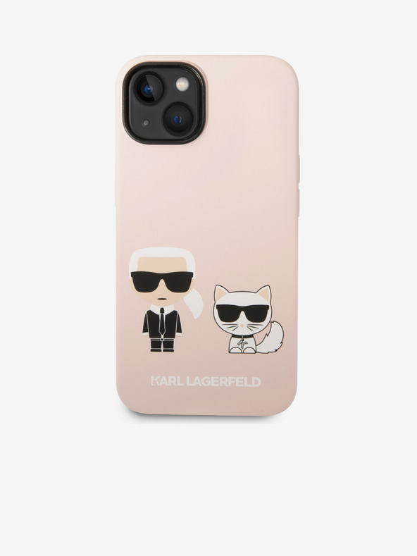 Karl Lagerfeld Karl Lagerfeld MagSafe Kompatible Hülle Flüssigsilikon Karl and Choupette für iPhone 14 Plus Pink