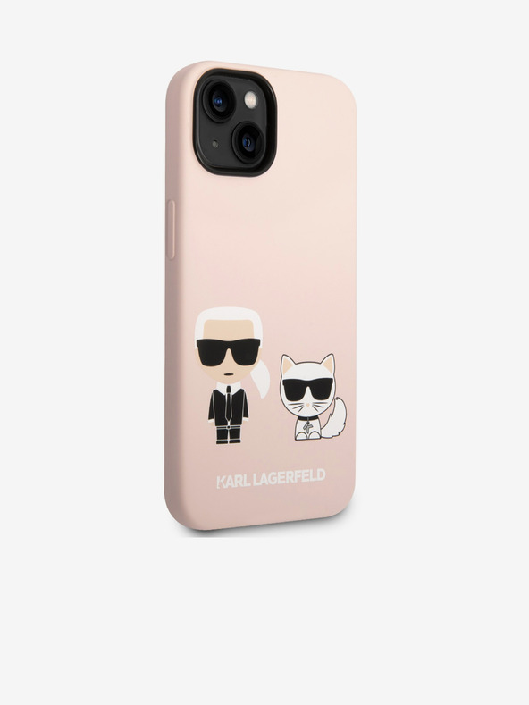 Karl Lagerfeld Karl Lagerfeld MagSafe Kompatible Hülle Flüssigsilikon Karl and Choupette für iPhone 14 Plus Pink