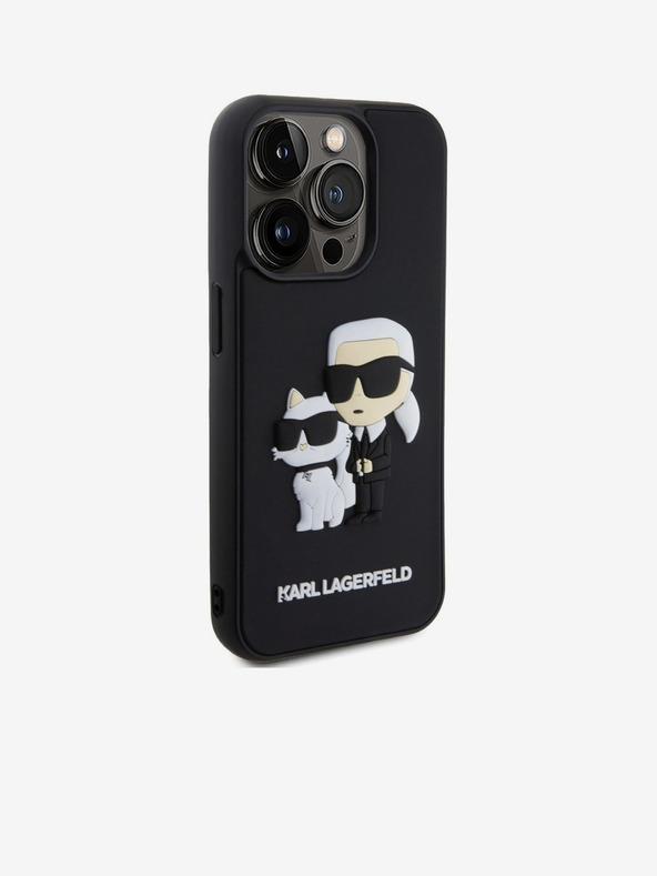 Karl Lagerfeld Karl Lagerfeld 3D Gummi Karl and Choupette Rückseite Hülle für iPhone 13 Pro Black