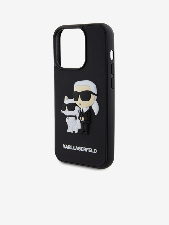 Karl Lagerfeld Karl Lagerfeld 3D Gummi Karl and Choupette Rückseite Hülle für iPhone 13 Pro Black
