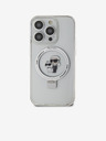 Karl Lagerfeld Karl Lagerfeld Ringständer Karl and Choupette MagSafe Rückseite Hülle für iPhone 15 Pro White