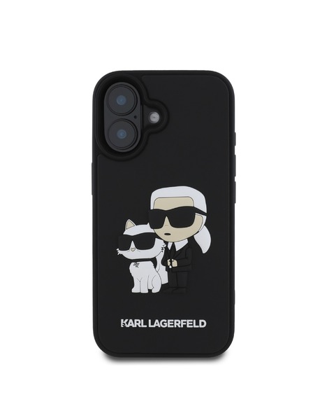 Karl Lagerfeld Karl Lagerfeld 3D Gummi Karl and Choupette Rückseite Hülle für iPhone 16 Plus Black