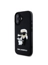 Karl Lagerfeld Karl Lagerfeld 3D Gummi Karl and Choupette Rückseite Hülle für iPhone 16 Plus Black
