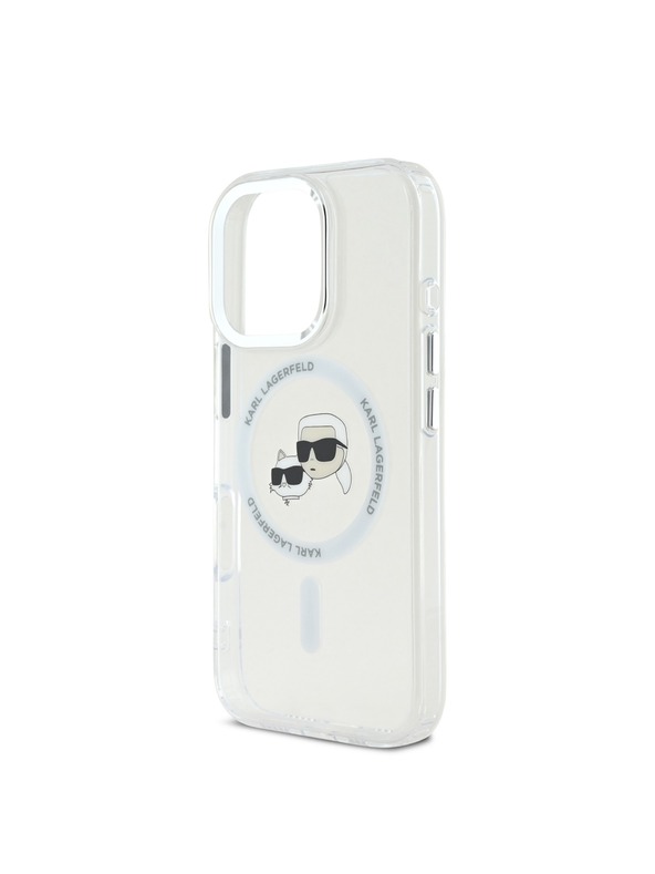 Karl Lagerfeld Karl Lagerfeld IML K&CH Köpfe Metallrahmen MagSafe Rückseite Hülle für iPhone 16 Pro Max Transparent