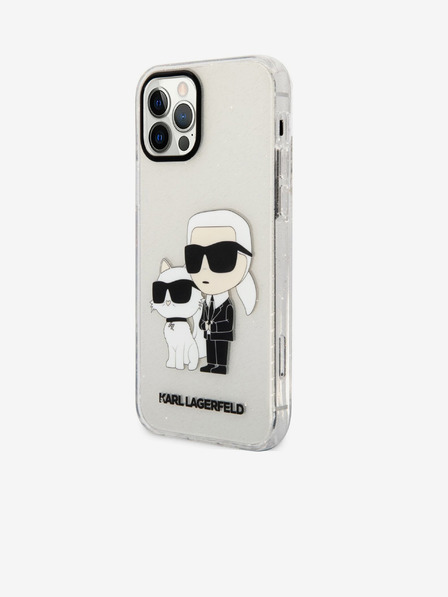 Karl Lagerfeld Karl Lagerfeld IML Glitzer Karl and Choupette NFT Rückseite Hülle für iPhone 12/12 Pro Transparent