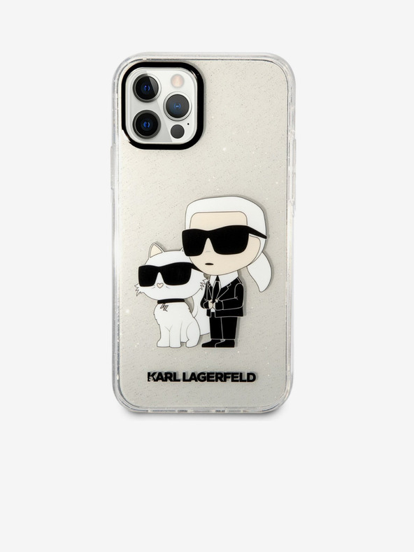 Karl Lagerfeld Karl Lagerfeld IML Glitzer Karl and Choupette NFT Rückseite Hülle für iPhone 12/12 Pro Transparent