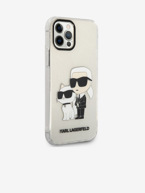 Karl Lagerfeld Karl Lagerfeld IML Glitzer Karl and Choupette NFT Rückseite Hülle für iPhone 12/12 Pro Transparent
