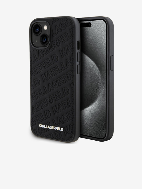 Karl Lagerfeld PU Gestepptes Muster Rückseite Hülle für iPhone 15 Black Karl Lagerfeld