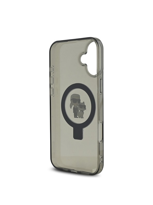 Karl Lagerfeld Karl Lagerfeld Ringstand Karl and Choupette MagSafe Rückseite Hülle für iPhone 16 Schwarz