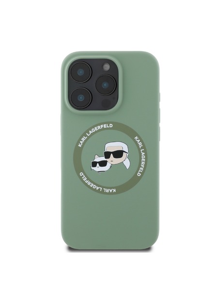 Karl Lagerfeld Karl Lagerfeld Liquid Silicone K&CH Heads MagSafe Rückseite Hülle für iPhone 16 Pro Khaki