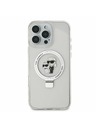 Karl Lagerfeld Karl Lagerfeld Ringstand Karl and Choupette MagSafe Rückseite Hülle für iPhone 16 Pro Weiß