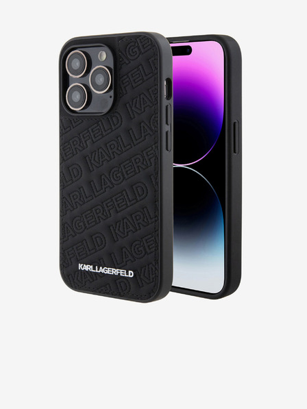 Karl Lagerfeld Karl Lagerfeld PU Gestepptes Muster Rückseite Hülle für iPhone 15 Pro Schwarz
