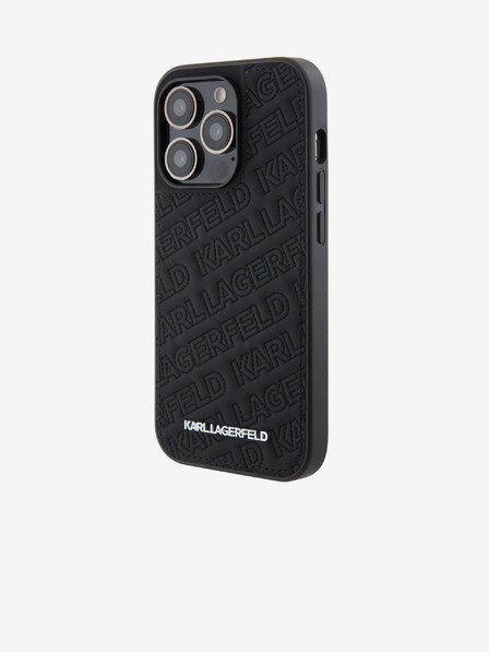 Karl Lagerfeld Karl Lagerfeld PU Gestepptes Muster Rückseite Hülle für iPhone 15 Pro Schwarz