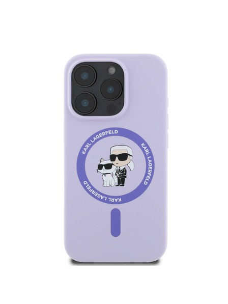 Karl Lagerfeld Karl Lagerfeld Liquid Silicone Karl and Choupette MagSafe Rückseite Hülle für iPhone 16 Pro Lila