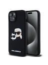 Karl Lagerfeld Liquid Silicone Double Heads Magsafe Rückseite Hülle für iPhone 15 Schwarz Karl Lagerfeld