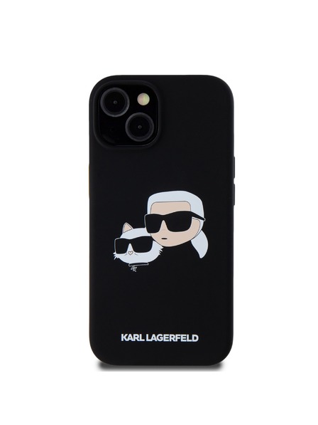 Karl Lagerfeld Liquid Silicone Double Heads Magsafe Rückseite Hülle für iPhone 15 Schwarz Karl Lagerfeld
