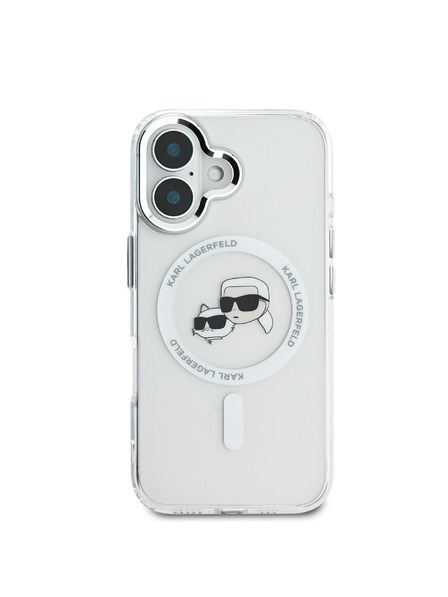 Karl Lagerfeld Karl Lagerfeld IML K&CH Heads Metallrahmen MagSafe Rückseite Hülle für iPhone 16 Plus Transparent