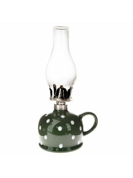 Casa de Engel Kerosinlampe aus Keramik, dunkelgrün mit Tupfen, 0/9