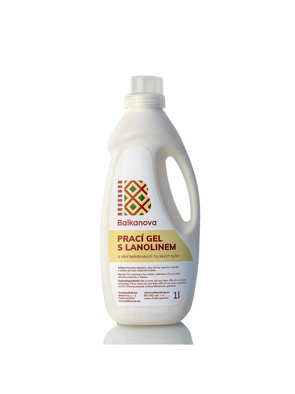 Balkanova Waschgel mit Lanolin für Wolle 1000 ml mit dem Duft der Bergkräuter des Balkans