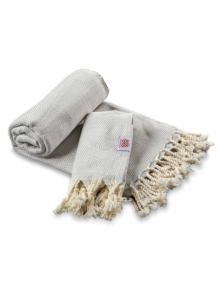Balkanova Badetuch und Handtuch aus Baumwolle Portokala IX - silberblaues Set