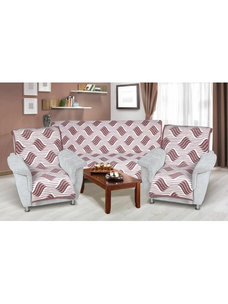 Bellatex Gemusterte Tagesdecke für Sofagarnitur 3+1+1 wave burgundy