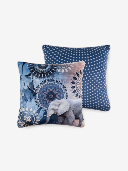 Hip Bedding 48 x 48 cm - Blau gemustertes Wendekissen mit Hip Bedding Bjirke Füllung