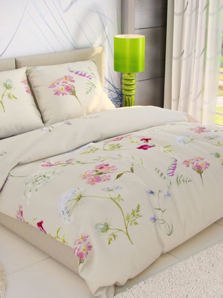Kvalitex Französische Baumwollbettwäsche DELUX 220x200, 70x90cm BOTANICA creme