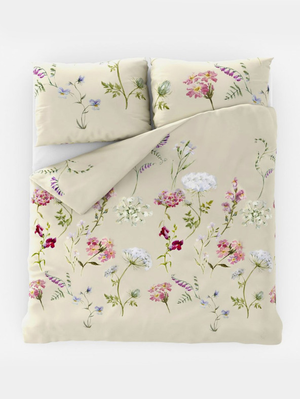 Kvalitex Französische Baumwollbettwäsche DELUX 220x200, 70x90cm BOTANICA creme