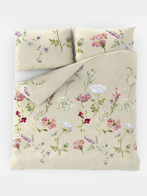 Kvalitex Französische Baumwollbettwäsche DELUX 240x200, 70x90cm BOTANICA creme