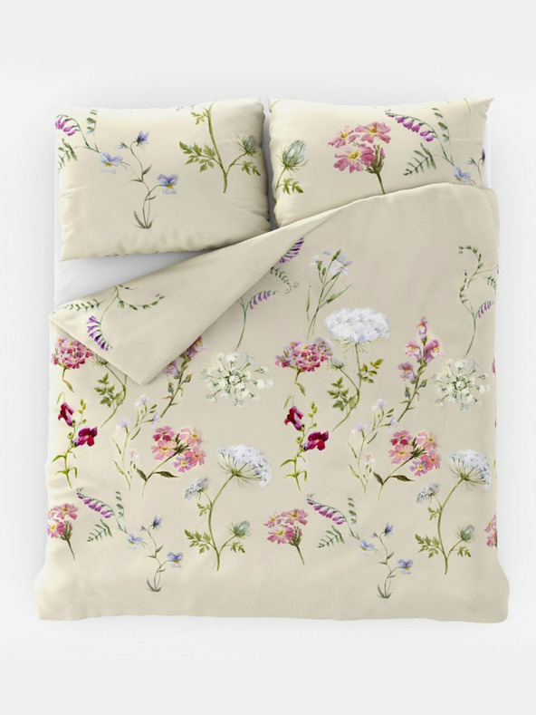 Kvalitex Französische Baumwollbettwäsche DELUX 200x200, 70x90cm BOTANICA creme