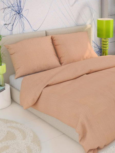 Kvalitex Französisches Krepp-Bettwäsche-Set 220x200, 70x90cm lachs Qualitex