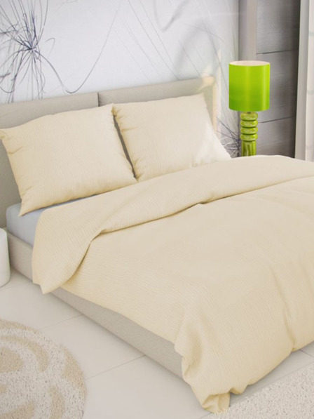 Kvalitex Französisches Krepp-Bettwäsche-Set 220x200, 70x90cm creme Qualitex