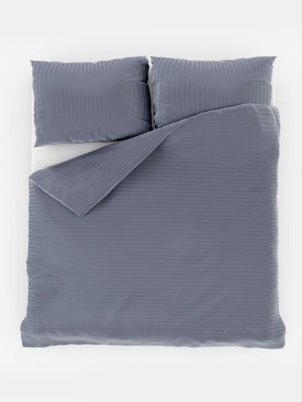 Kvalitex Französische Satin-Bettwäsche mit Streifen 1+2, 240x200, 70x90cm DUNKELGRAU