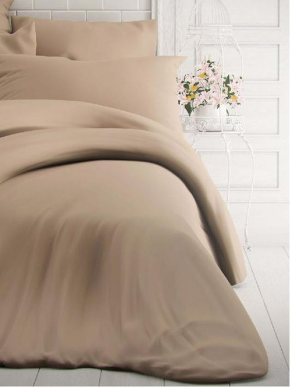 Kvalitex Einfarbiges Baumwoll-Bettwäsche-Set 140x200, 70x90cm beige Kvalitex